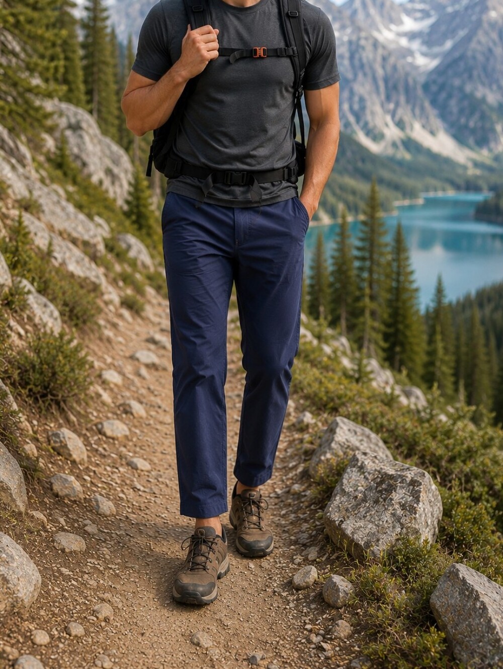 Eddie Bauer Men’s Navy Blue Straight Leg Hiking Outdoor Adventure Pants